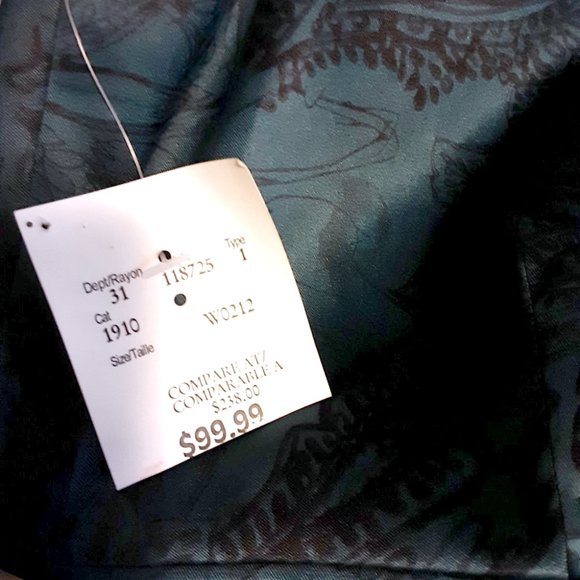 NWT Tahari Black Teal Paisley Burnout Sleeveless Dress Size 8 Sheath - Picture 4 of 8